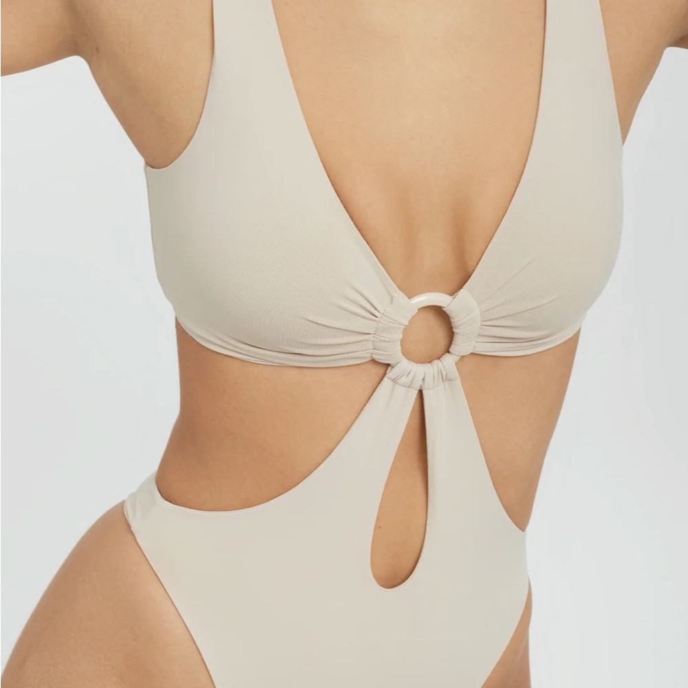 Riot Swim Beige Cutout One PieceSwimsuit